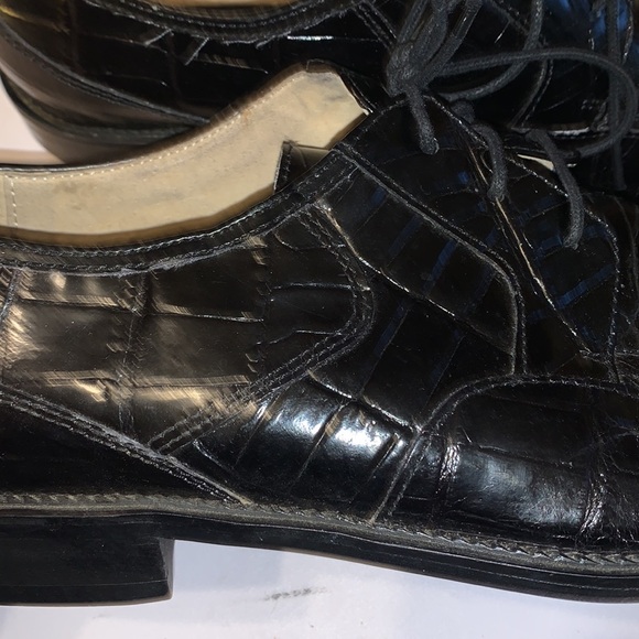 Stacy Adams Genuine Snakeskin Black Dress Shoes Size 10.5 Laces - Picture 4 of 8